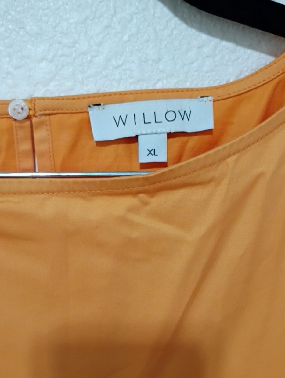 Willow Sleeveless Orange Midi Dress with Gathered Hem - Picture 5 of 6